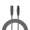 CAVO XLR NEDIS COTH15010GY50 XLR a 3 pin maschio | XLR a 3 pin femmina | Placcato nickel | 5.00 m | Tondo | PVC | Grigio Scuro | Custodia di cartone